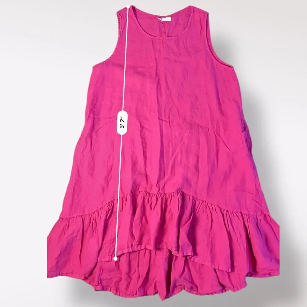 bryn Walker Pink Angelita Linen Oversized Dress Size L Lagenlook‎ Boho